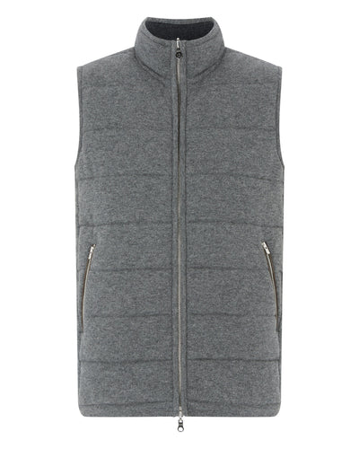 N.Peal Men's The Mall Quilted Cashmere Gilet Elephant Grey