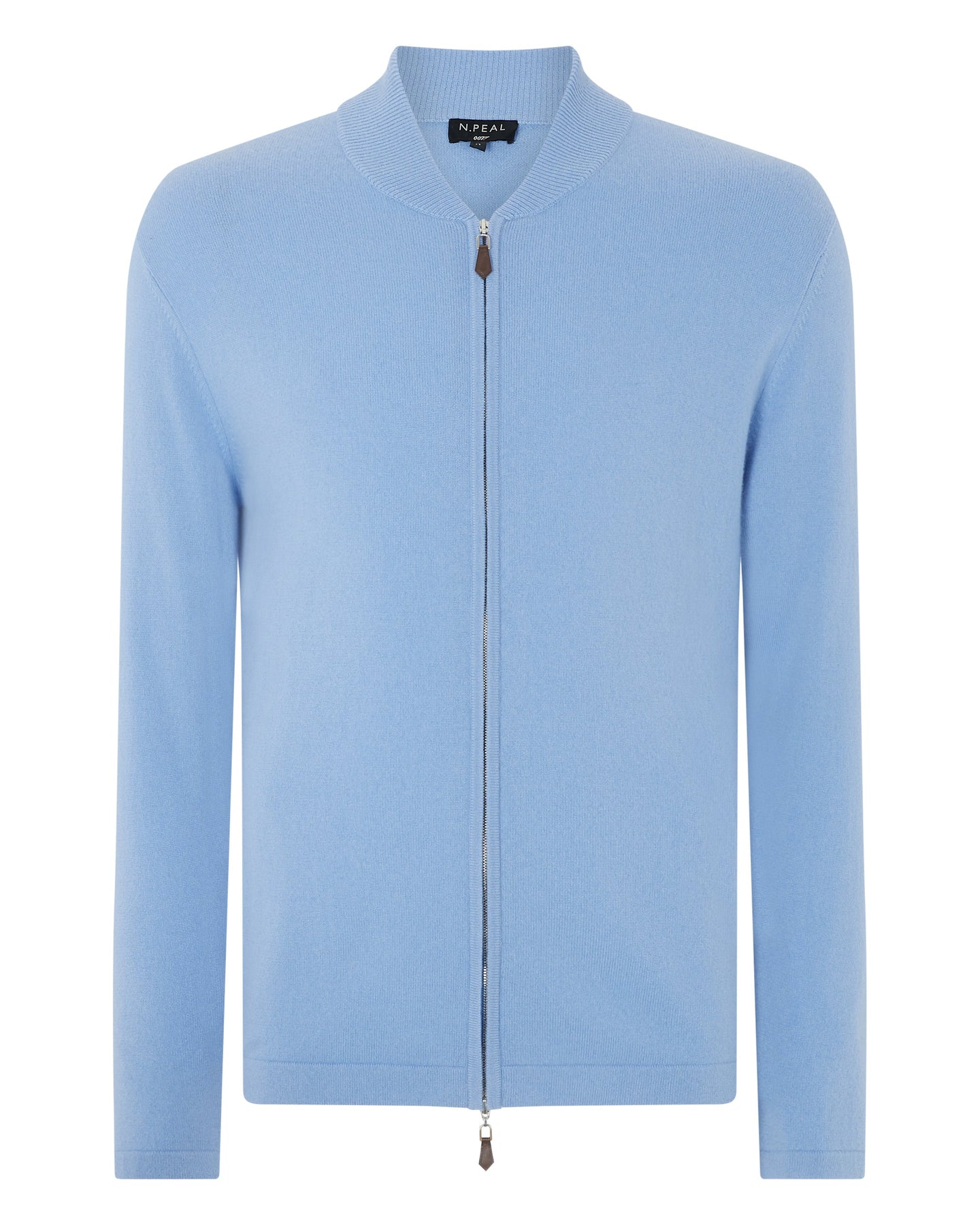 N.Peal 007 Zip Through Bomber Jacket Light Blue New Ivory White