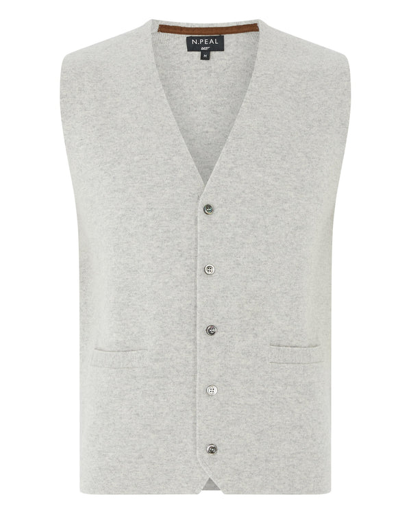 N.Peal 007 Milano Knitted Cashmere Waistcoat Fumo Grey