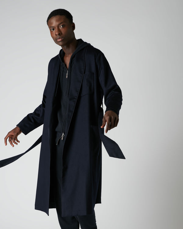 N.Peal Unisex Cashmere Dressing Gown Navy Blue