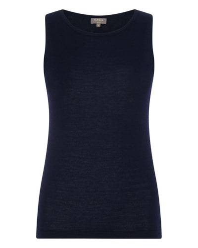 N.Peal Women's Superfine Cashmere Shell Top Navy Blue