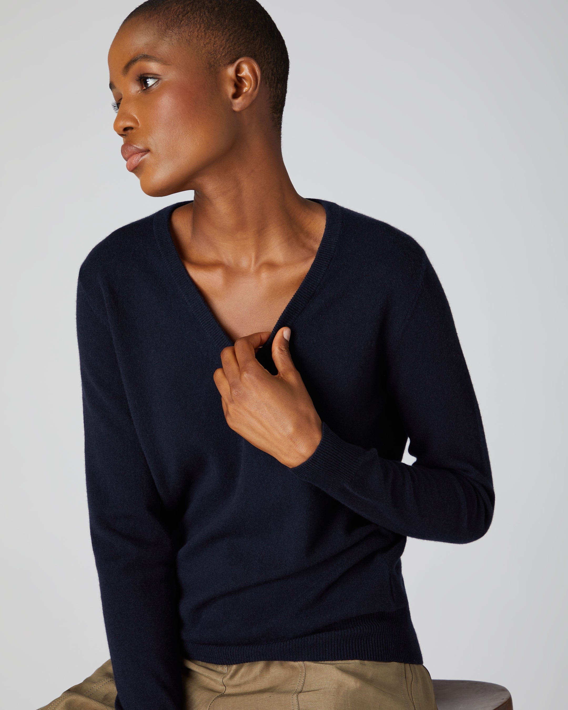 Navy v neck cashmere on sale sweater