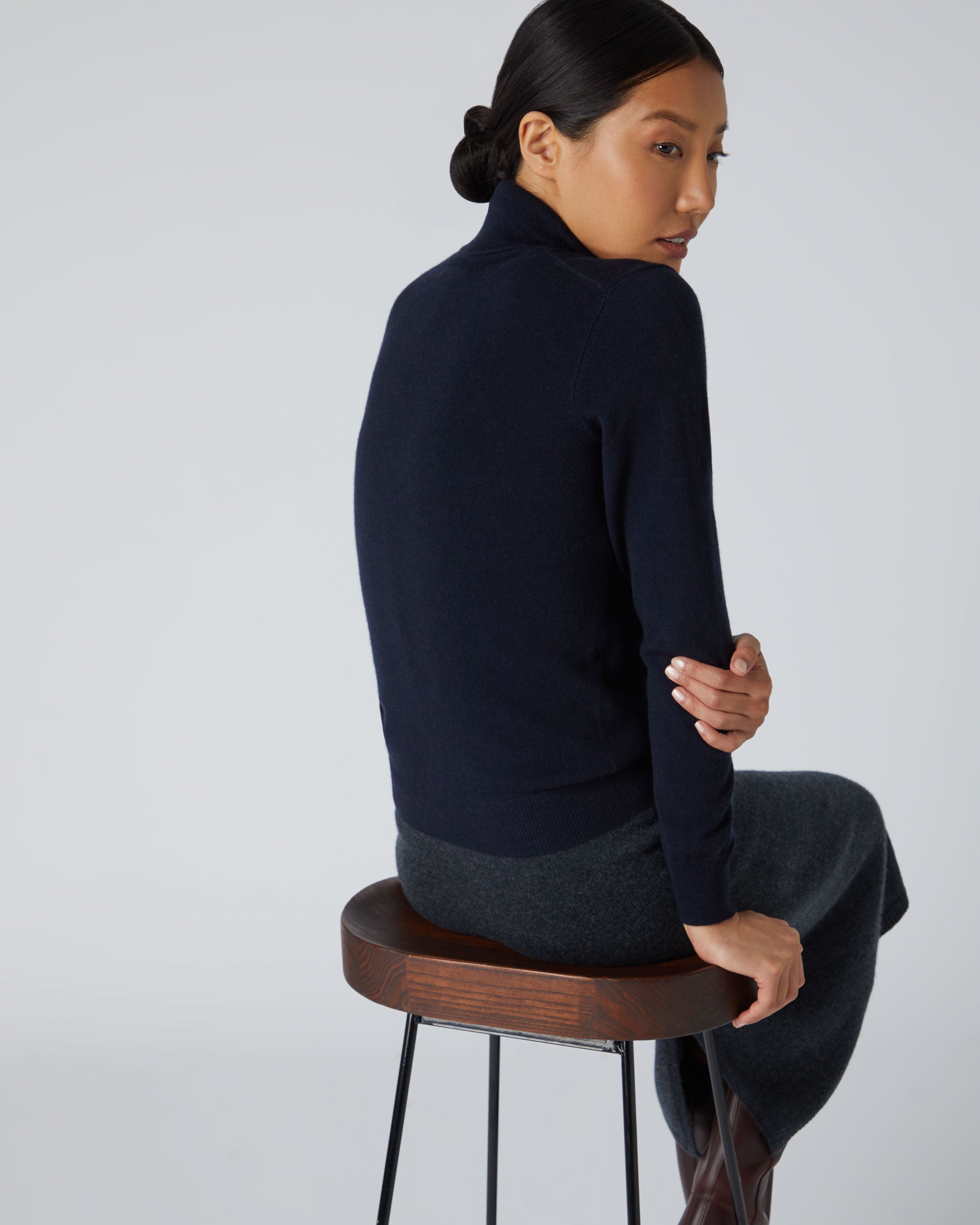 Navy cashmere clearance polo neck jumper