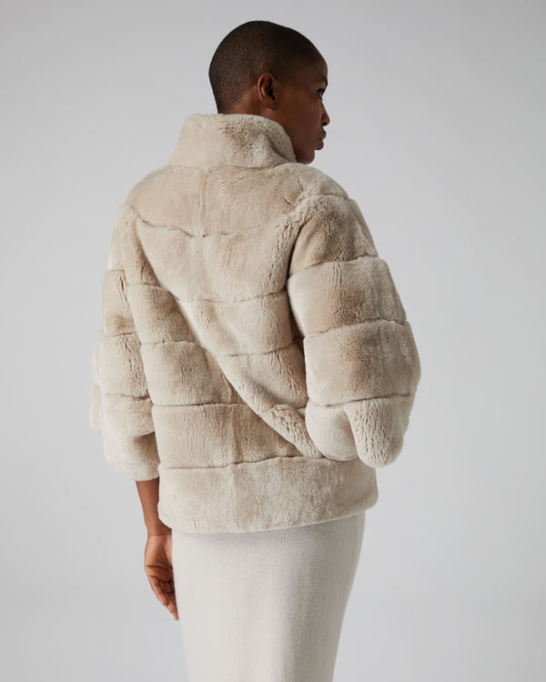 N.Peal Women's Rex Oversize Short Jacket Snow Grey