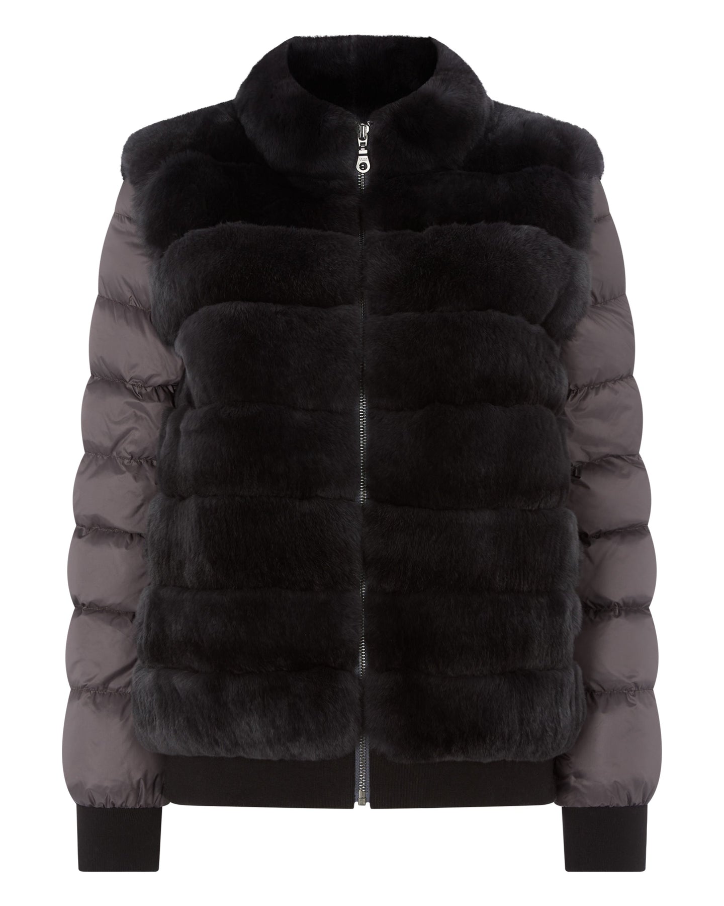 N.Peal Detachable Sleeve Fur Jacket Grey