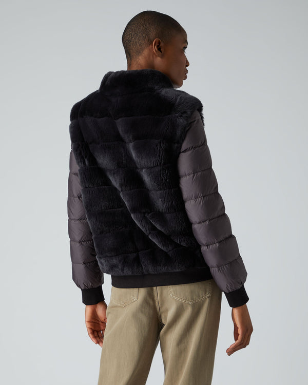 N.Peal Women's Detachable Sleeve Fur Jacket Grey