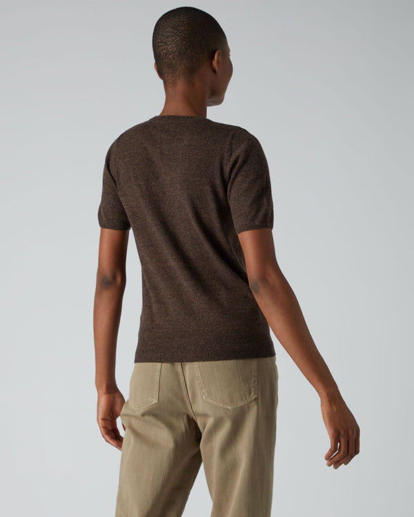 N.Peal 007 Round Neck Cashmere T Shirt Moorland Brown