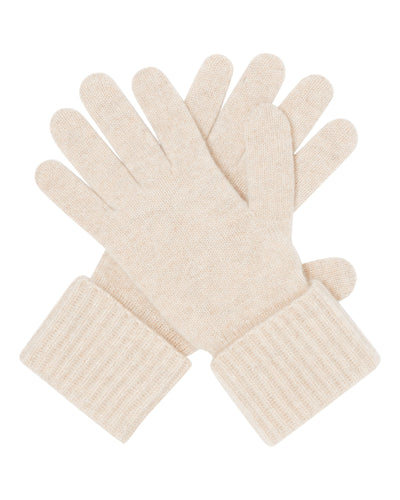 N.Peal Women's Ribbed Cashmere Gloves Heather Beige Brown