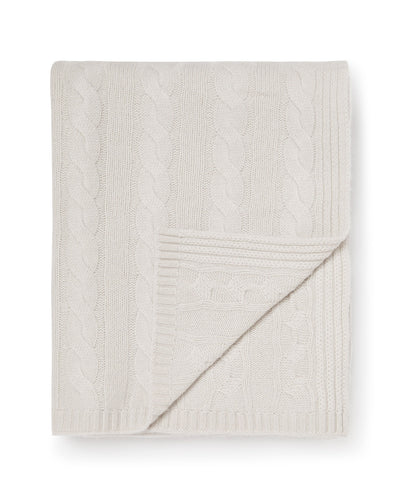 N.Peal Cable Cashmere Throw Snow Grey
