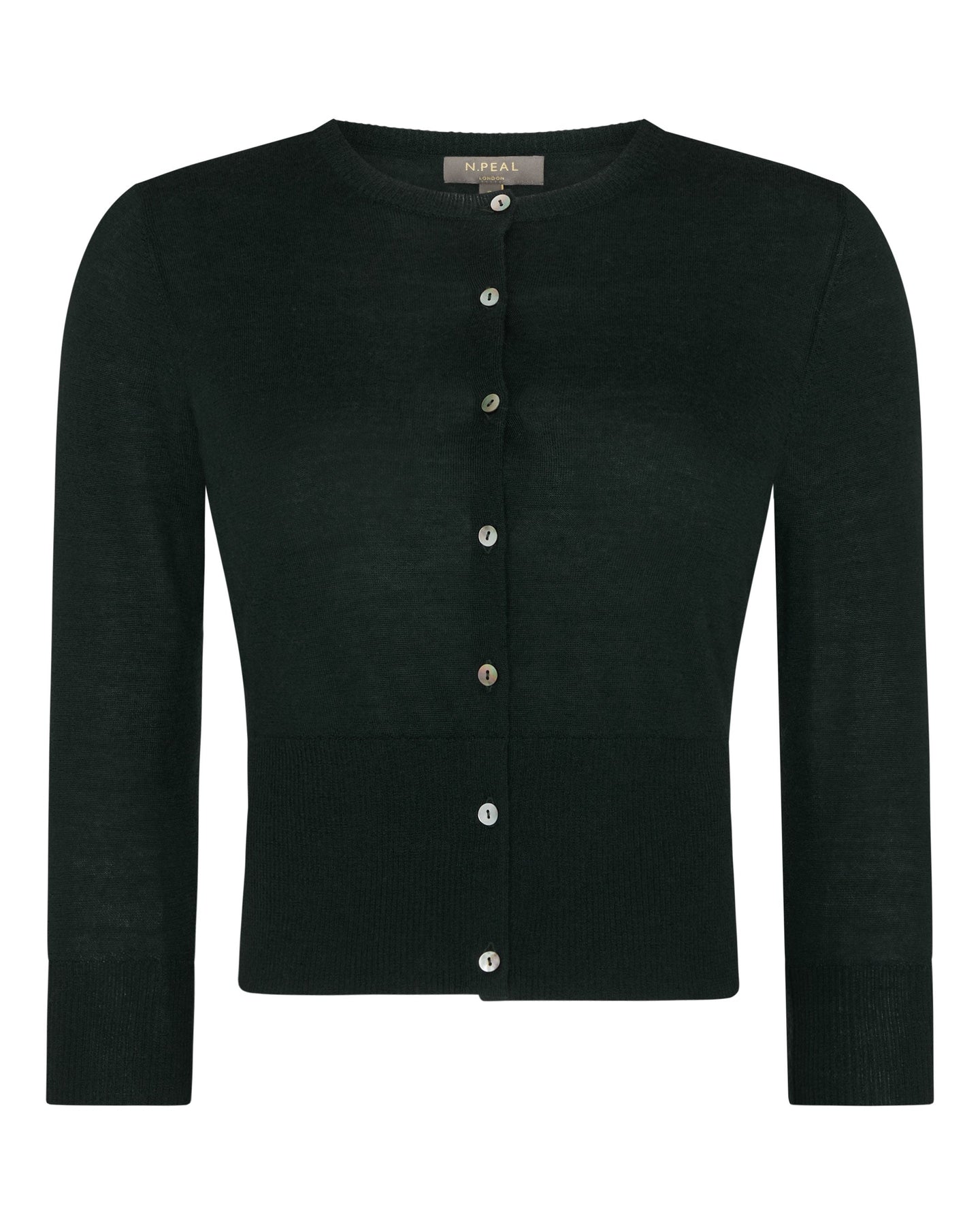 N.Peal Women's Superfine Cropped Cashmere Cardigan Midnight Green