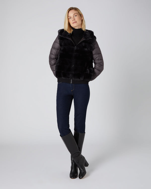 N.Peal Women's Detachable Sleeve Rex Jacket Grey