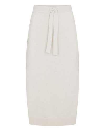 N.Peal Women's Metal Trim Cashmere Skirt With Lurex Ecru White Sparkle