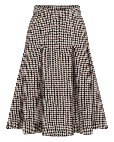 N.Peal Women's Houndstooth Midi Cashmere Skirt Multi