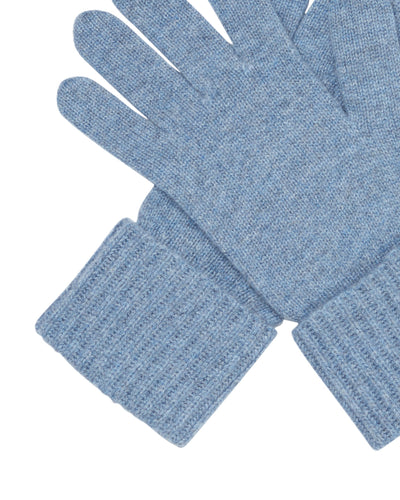 N.Peal Women's Ribbed Cashmere Gloves Faded Indigo Blue
