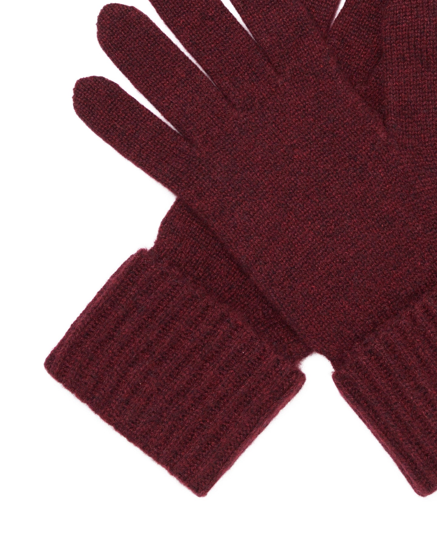 N.Peal Women's Ribbed Cashmere Gloves Shiraz Melange Red