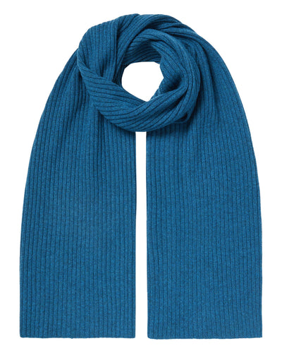 N.Peal Unisex Short Ribbed Cashmere Scarf Lagoon Blue