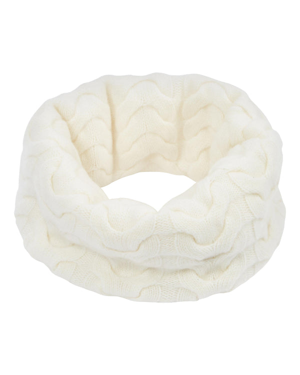 N.Peal Unisex Cable Cashmere Snood New Ivory White