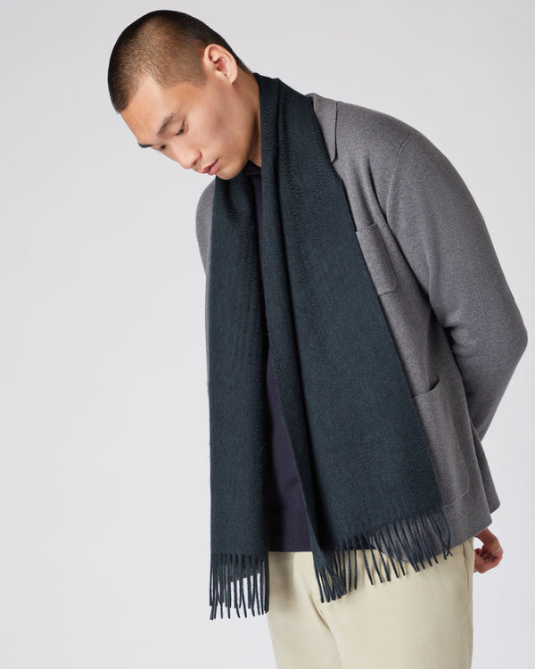 N.Peal Unisex Woven Cashmere Scarf Grigio Blue