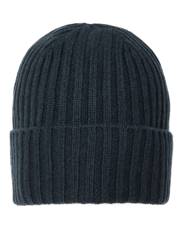 N.Peal Unisex Chunky Ribbed Cashmere Hat Grigio Blue