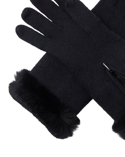 N.Peal Women's Fur And Cashmere Gloves Black