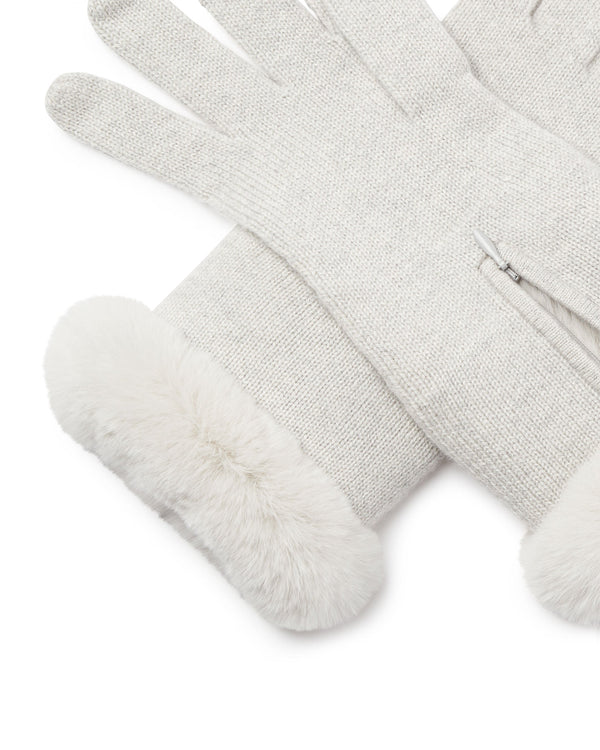 N.Peal Women's Fur And Cashmere Gloves Pebble Grey