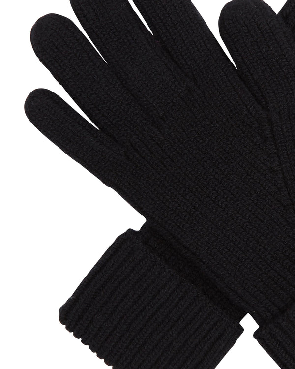N.Peal Men's Ribbed Cashmere Gloves Black