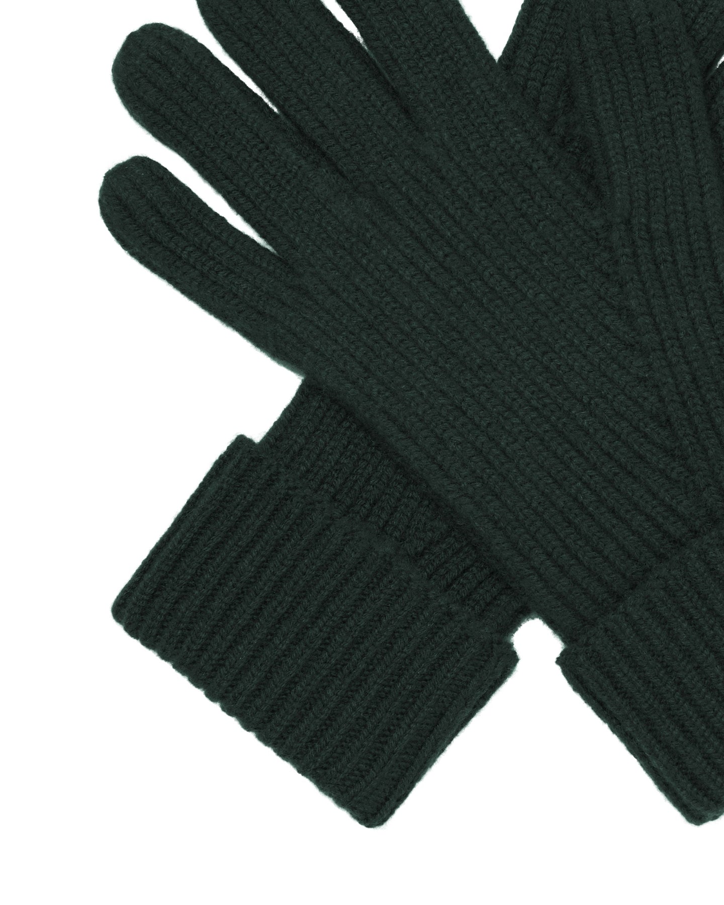 N.Peal Men's Ribbed Cashmere Gloves Dark Green