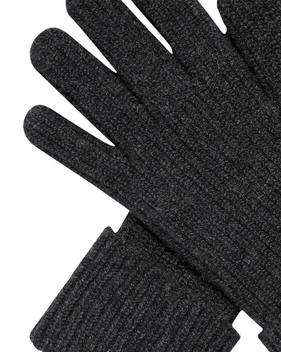 N.Peal Men's Ribbed Cashmere Gloves Dark Charcoal Grey