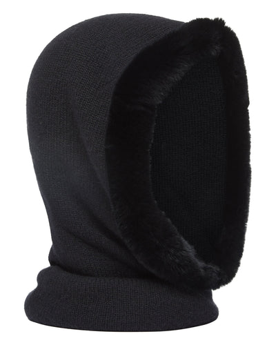 N.Peal Women's Fur Trim Ski Hood Black