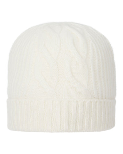 N.Peal Women's Cable Rib Cashmere Hat New Ivory White
