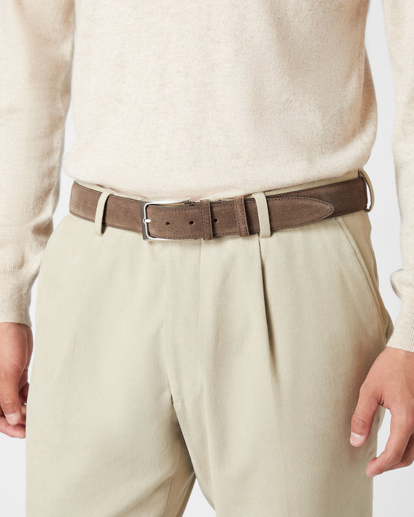 N.Peal Men's Suede Belt Brown