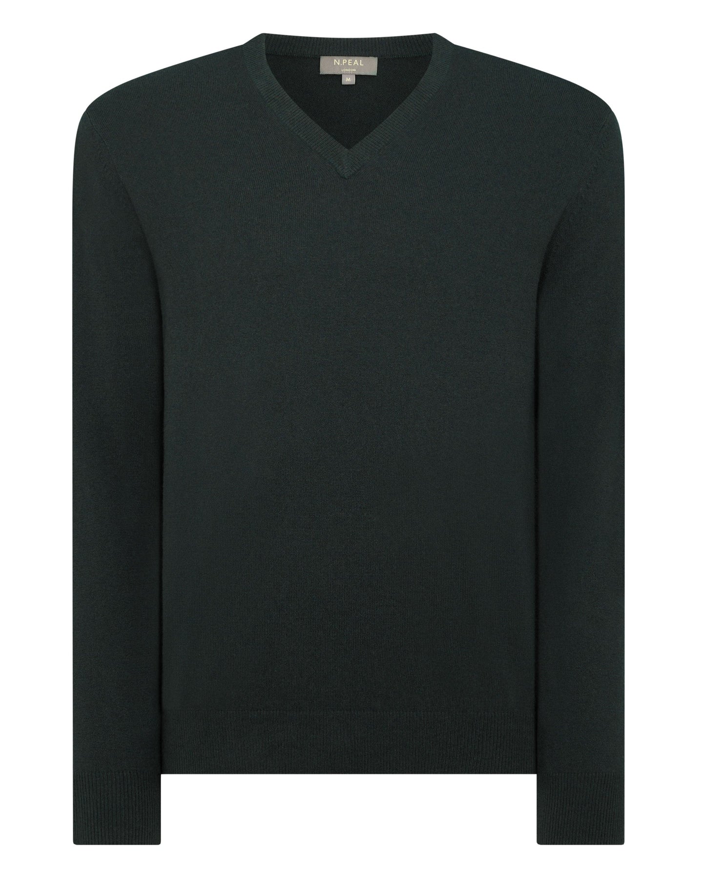 N.Peal Men's The Burlington V Neck Cashmere Jumper Dark Green