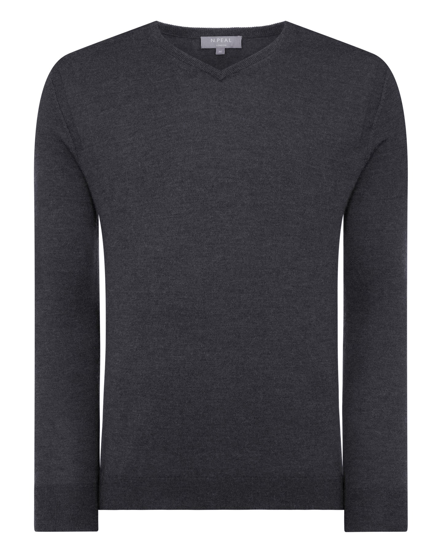 N.Peal Men's The Conduit Fine Gauge Cashmere Jumper Flint Grey