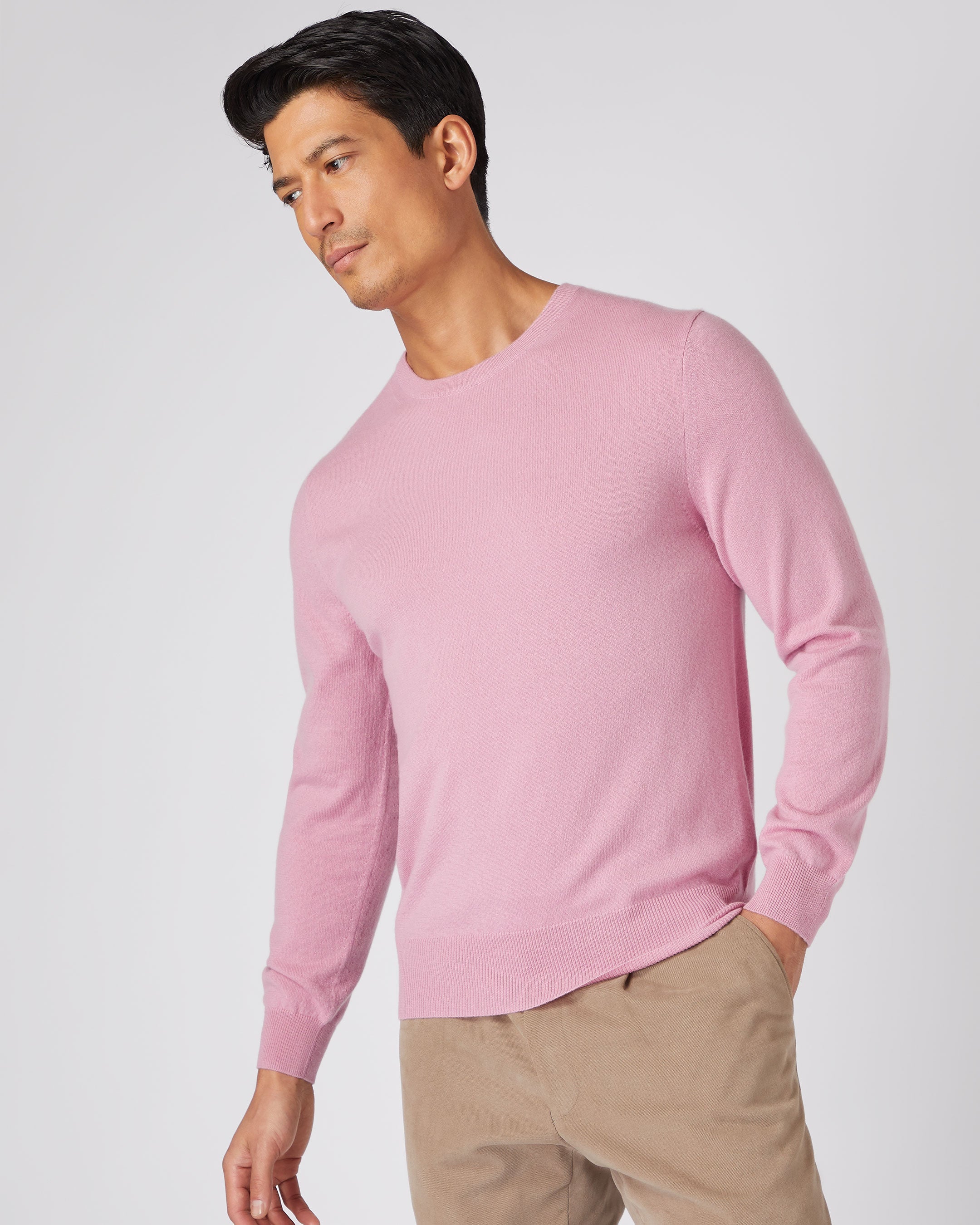 Men's pink hotsell crew neck sweater