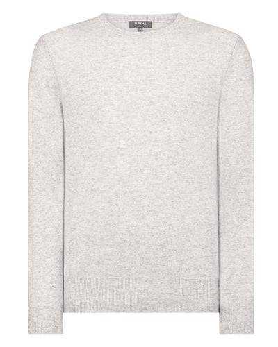 N.Peal Men's The Oxford Round Neck Cashmere Jumper Pebble Grey