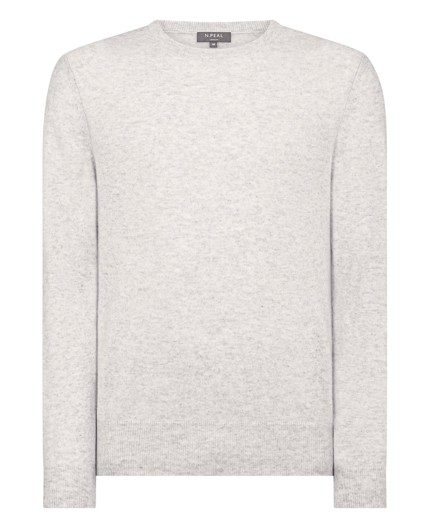 N.Peal Men's The Oxford Round Neck Cashmere Jumper Pebble Grey