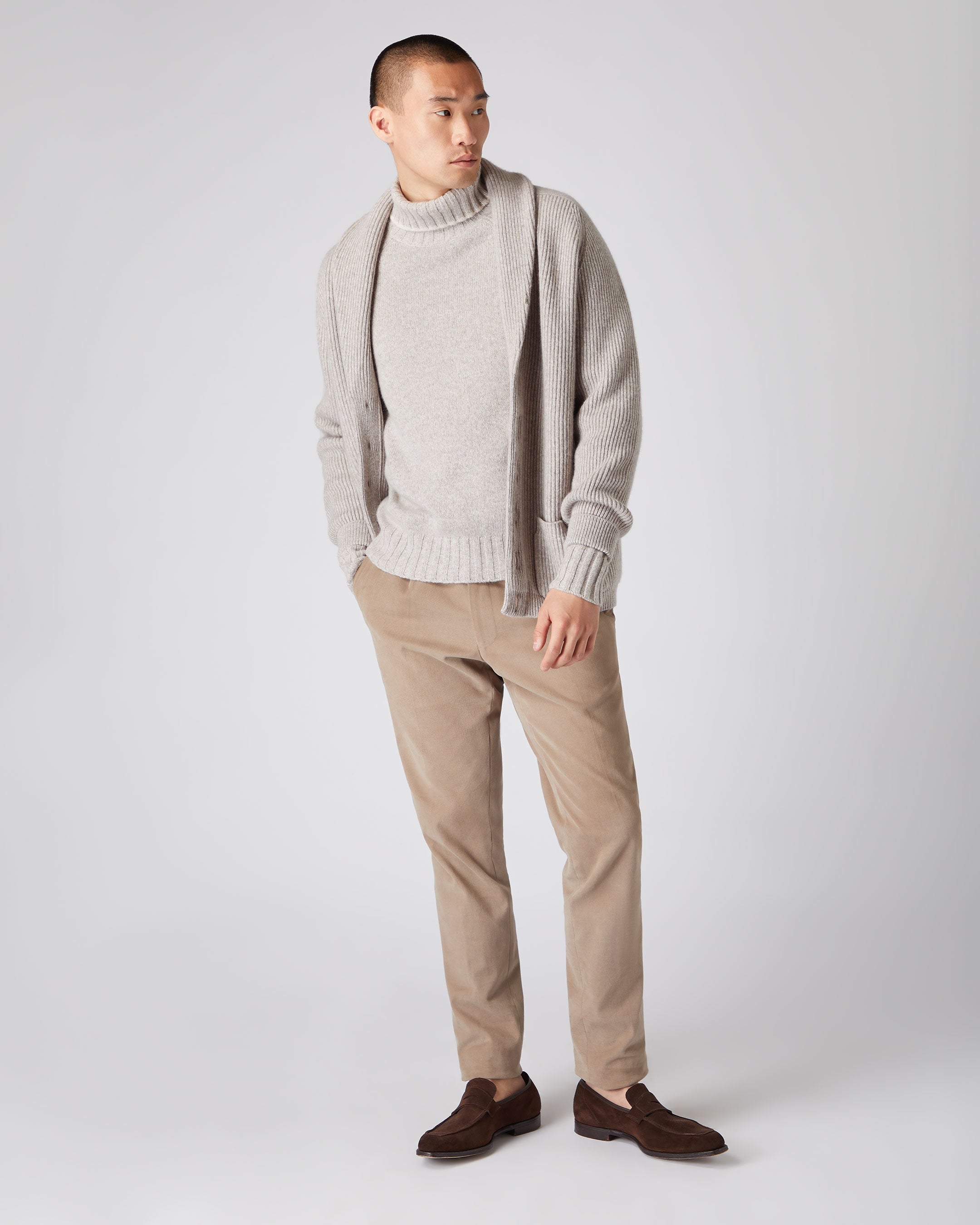 Mens tan roll outlet neck jumper