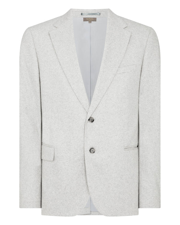 N.Peal Men's Knitted Cashmere Blazer Light Grey