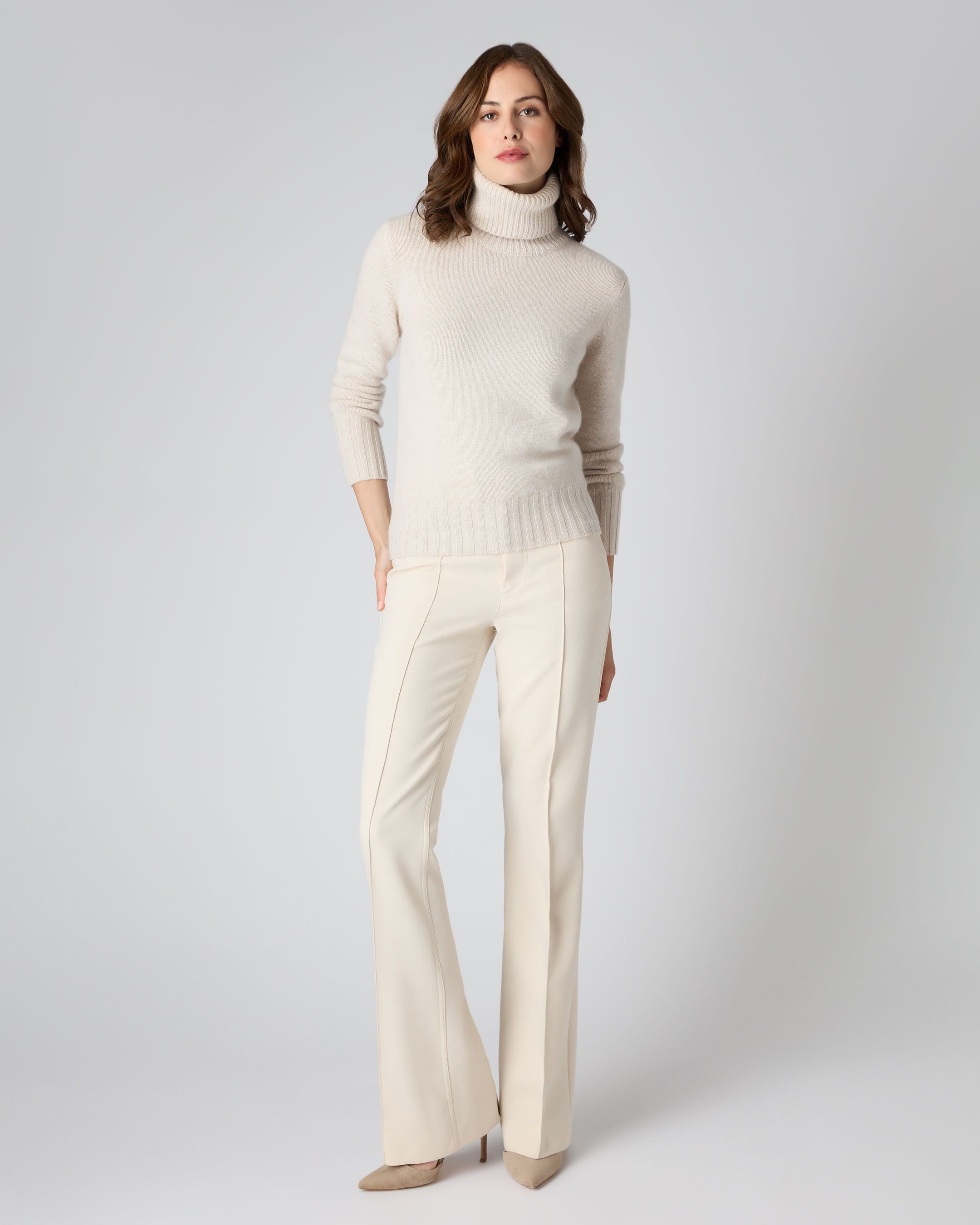 White chunky roll outlet neck jumper