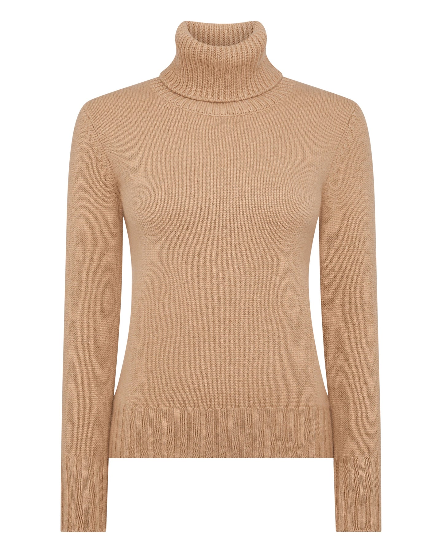 N.Peal Women's Chunky Roll Neck Cashmere Jumper Sahara Brown