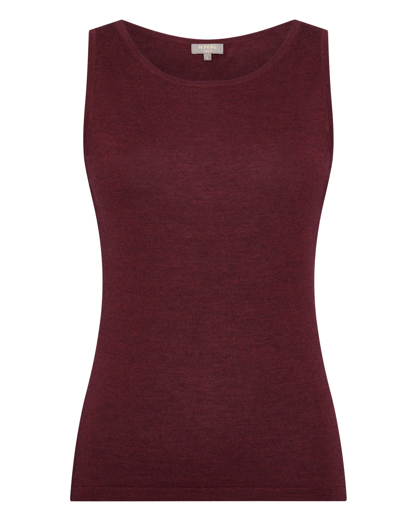 N.Peal Women's Superfine Cashmere Shell Top Burgundy Red