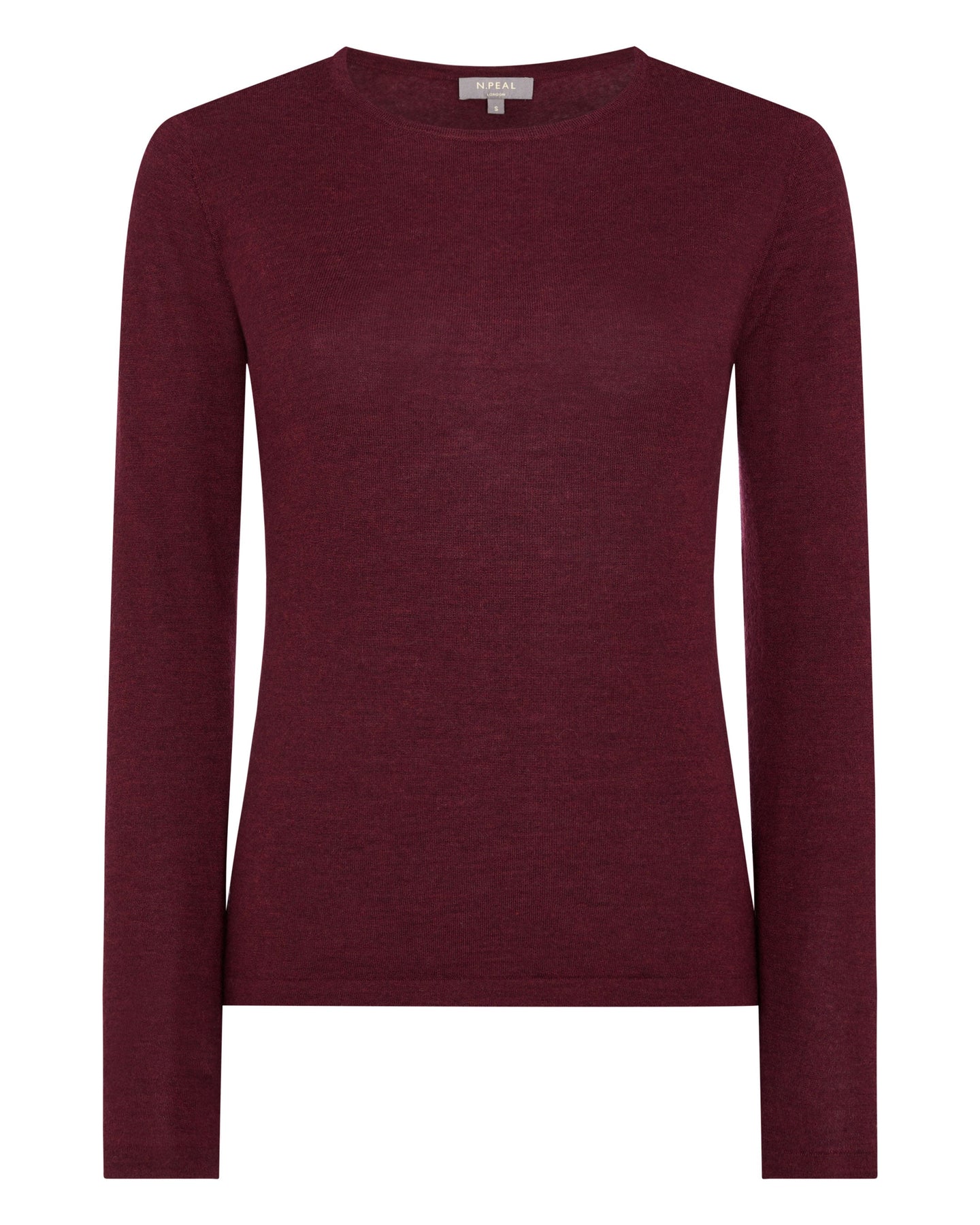 N.Peal Women's Superfine Long Sleeve Cashmere Top Burgundy Red