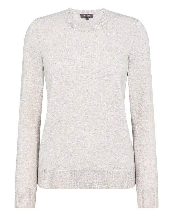 N.Peal Women's Round Neck Cashmere Jumper Pebble Grey