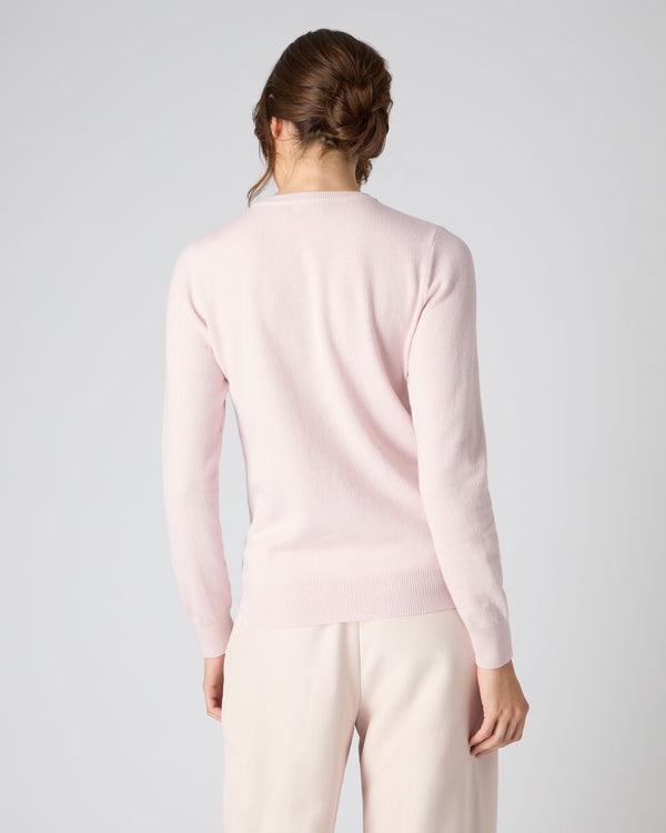 N.Peal Women's Round Neck Cashmere Jumper Quartz Pink