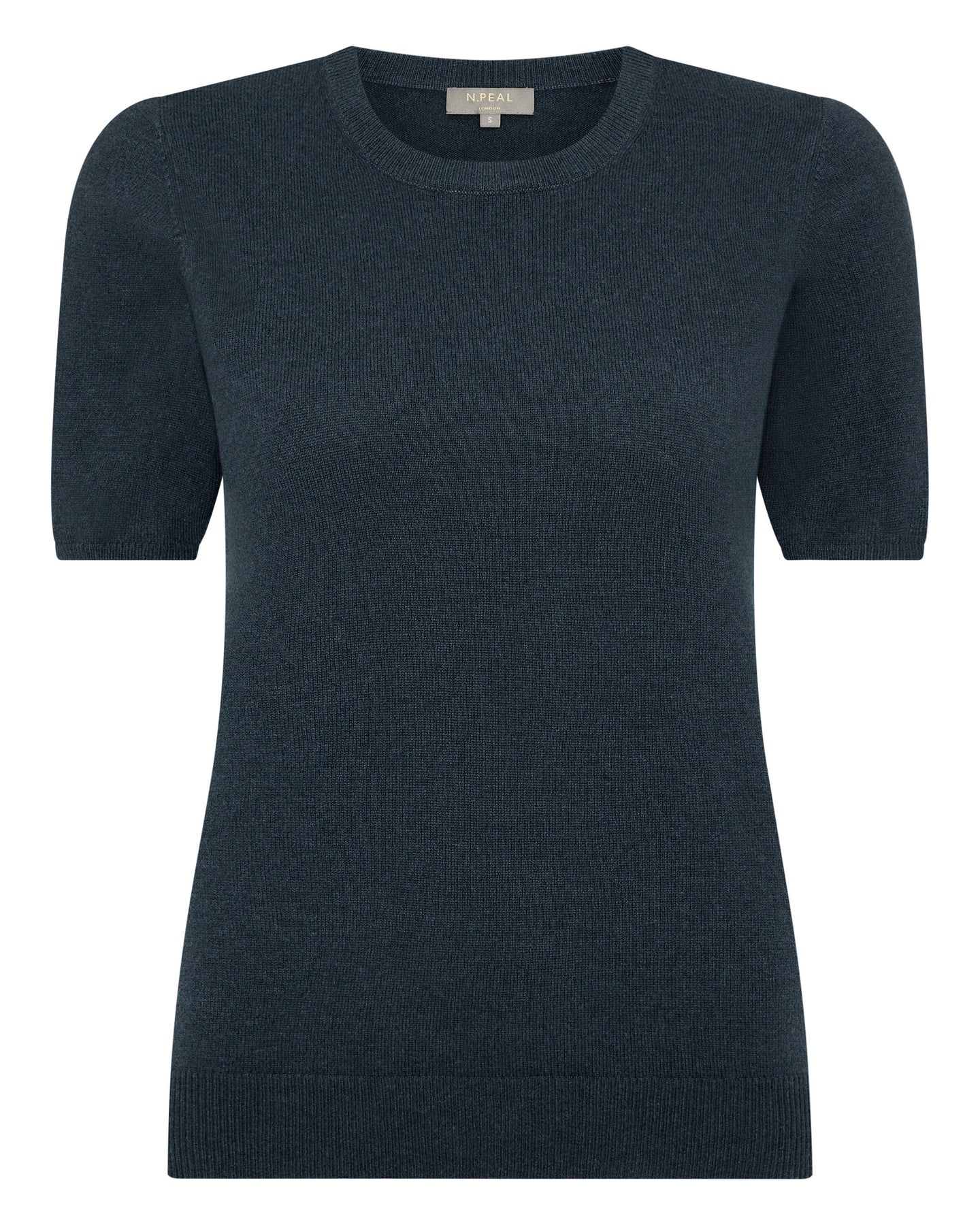 N.Peal Women's Round Neck Cashmere T Shirt Grigio Blue