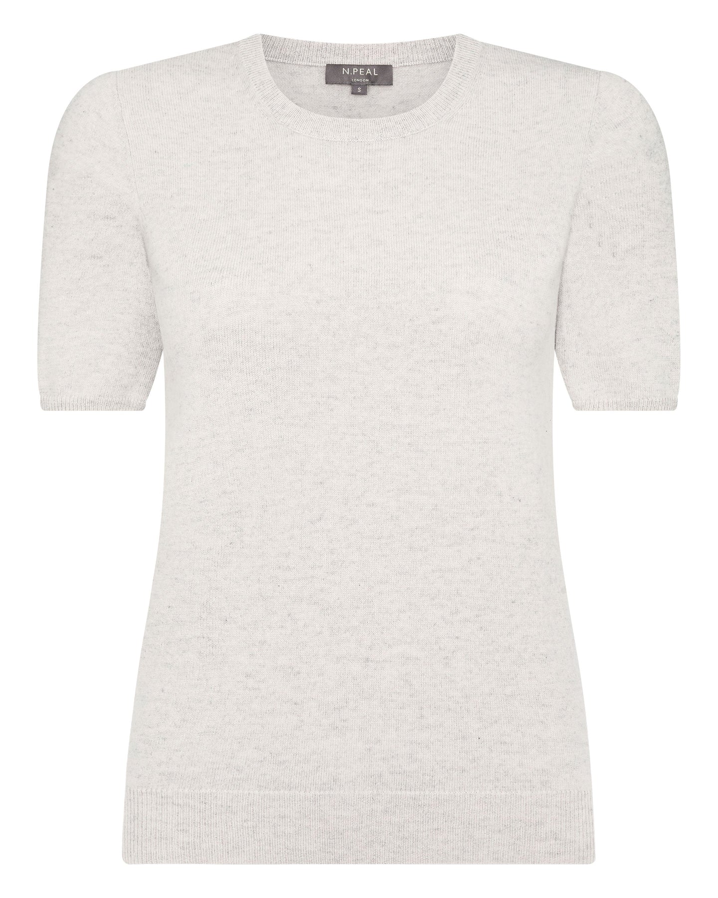 N.Peal Women's Round Neck Cashmere T Shirt Pebble Grey