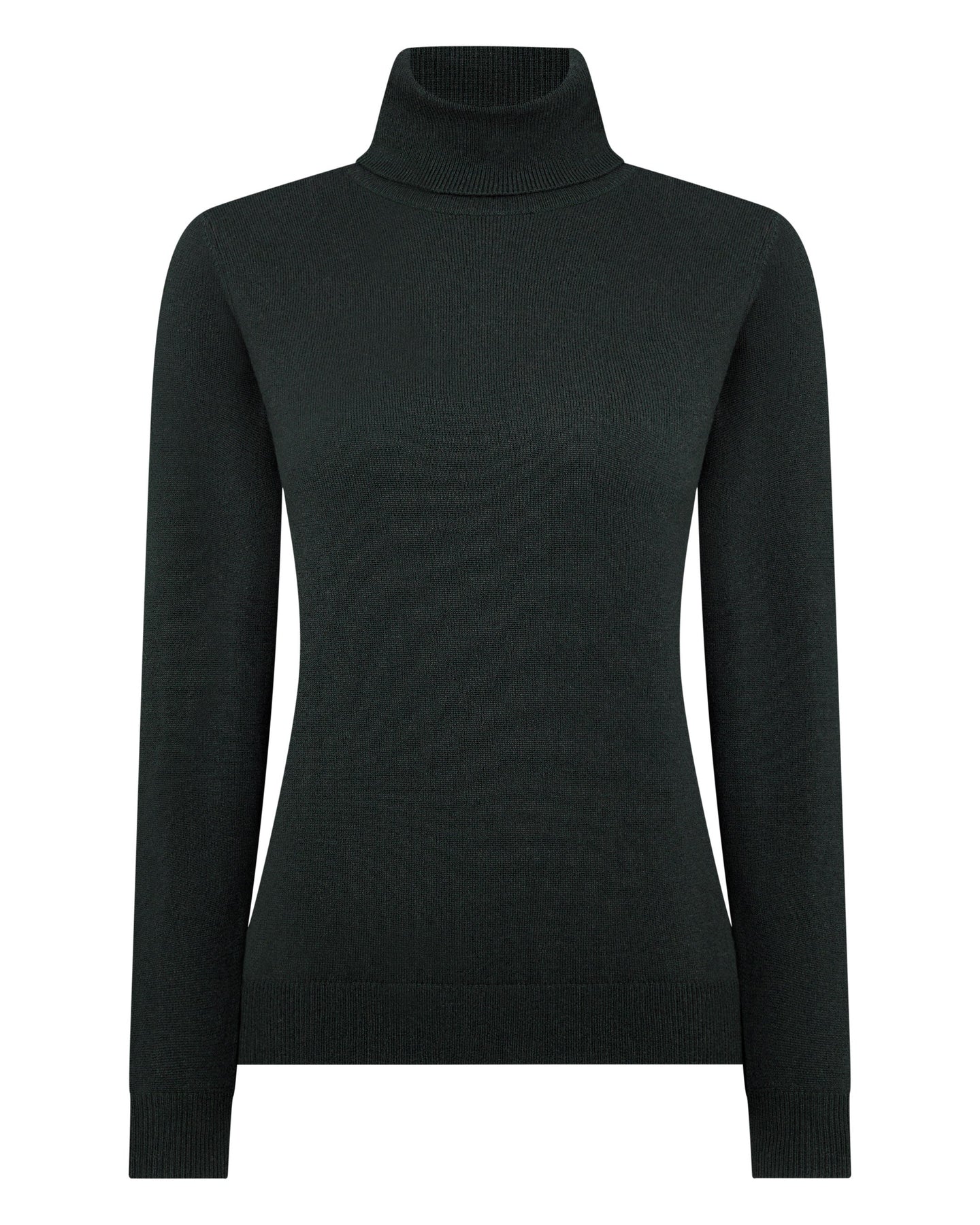 N.Peal Women's Polo Neck Cashmere Jumper Dark Green