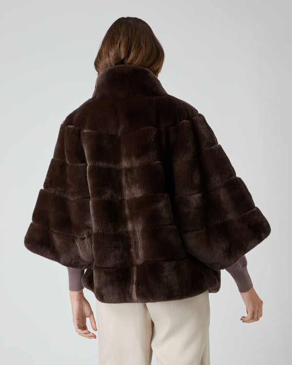 N.Peal Women's Rex Oversize Short Jacket Chocolate Brown