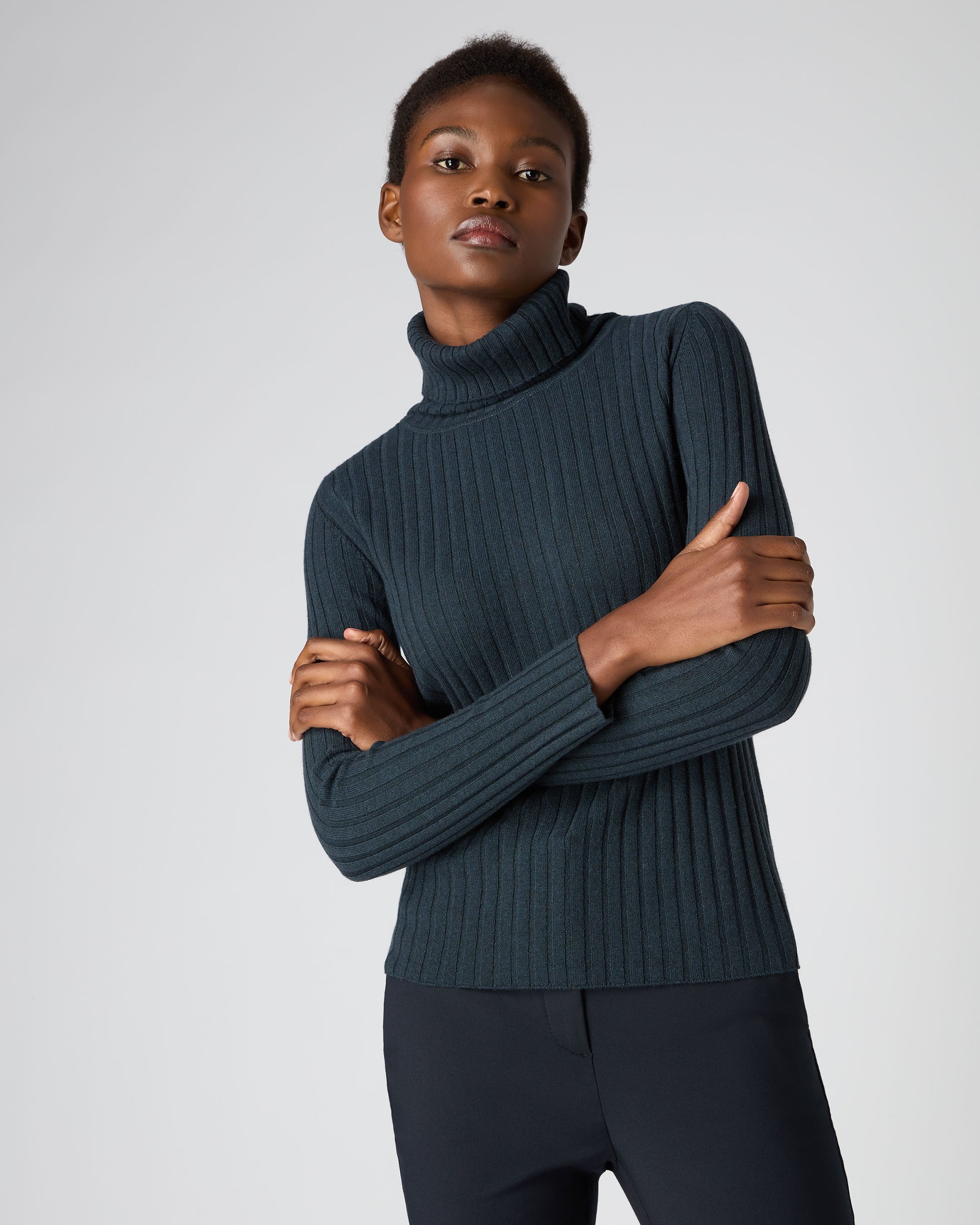 Black ribbed jumper womens sale