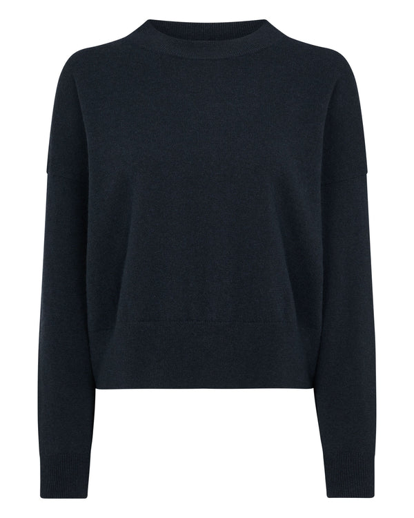 N.Peal Women's Relaxed Round Neck Cashmere Jumper Grigio Blue